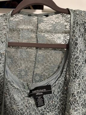 R&M Richards Silver Lace Sequin Evening Jacket